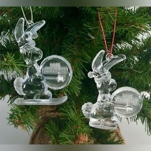 Vintage 1992 Energizer Bunny Clear Acrylic Ornaments Set  Christmas Decor